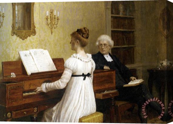 Edmund Blair Leighton The Piano Lesson Stretched Canvas Painting / Canvas Art