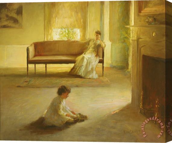 Edmund Charles Tarbell Interior with Mother and Child Stretched Canvas Painting / Canvas Art