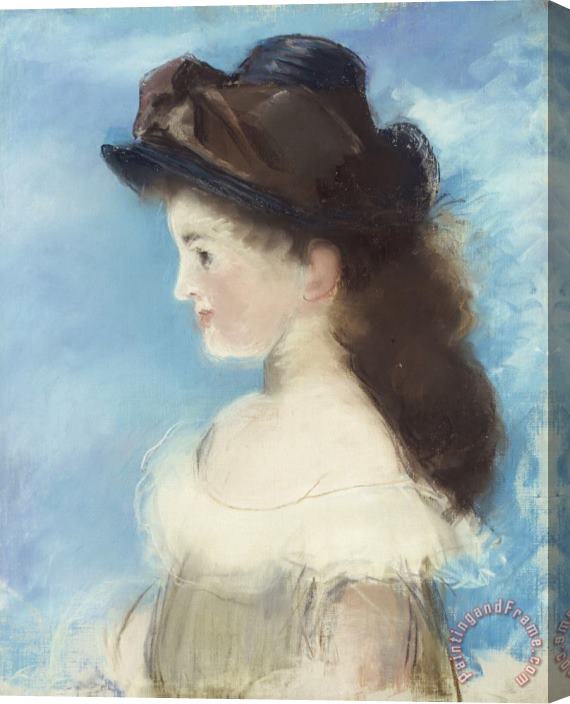 Edouard Manet Portrait of Mademoiselle Hecht Wearing a Hat, Seen in Profile Stretched Canvas Painting / Canvas Art