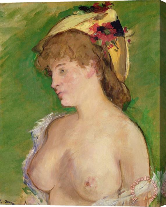 Edouard Manet The Blonde with Bare Breasts Stretched Canvas Print / Canvas Art