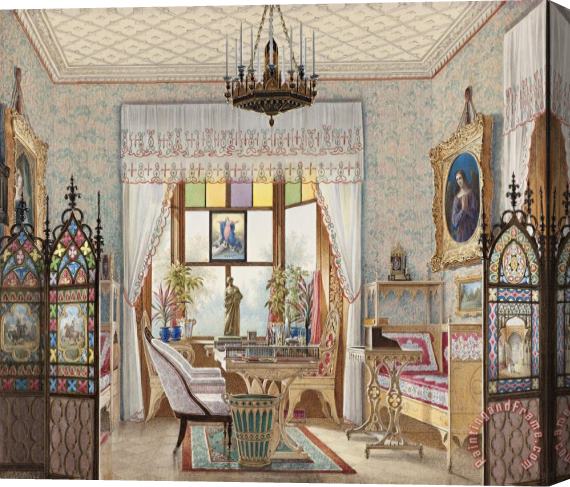 Eduard Petrovich Hau Empress Alexandra Feodorovna's Sitting Room, Cottage Palace, St. Petersberg, Russia Stretched Canvas Print / Canvas Art