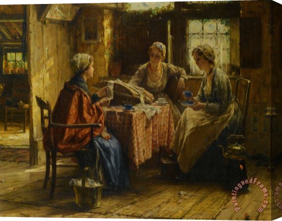 Edward Antoon Portielje Working The Lace Stretched Canvas Painting / Canvas Art