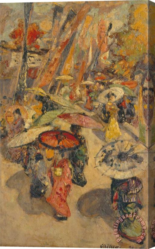 Edward Atkinson Hornel Street Scene, Tokyo Stretched Canvas Painting / Canvas Art