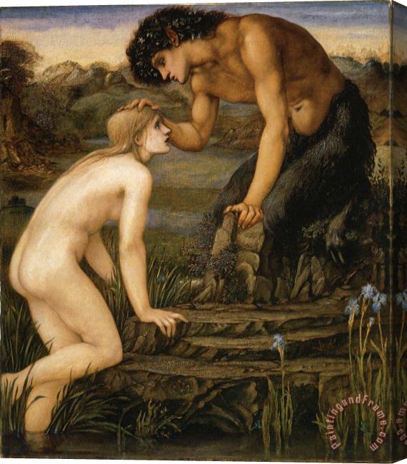 Edward Burne Jones Pan And Psyche Stretched Canvas Painting / Canvas Art