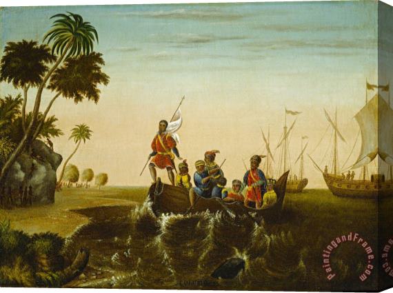 Edward Hicks The Landing of Columbus Stretched Canvas Print / Canvas Art