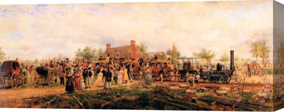 Edward Lamson Henry The First Railroad Train on The Mohawk And Hudson Road Stretched Canvas Painting / Canvas Art