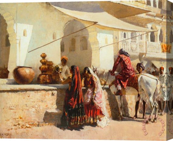 Edwin Lord Weeks A Street Market Scene, India Stretched Canvas Print / Canvas Art