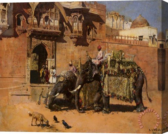 Edwin Lord Weeks Elephants at The Palace of Jodhpore Stretched Canvas Print / Canvas Art