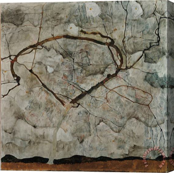 Egon Schiele Autumn Tree in Stirred Air (winter Tree) Stretched Canvas Painting / Canvas Art