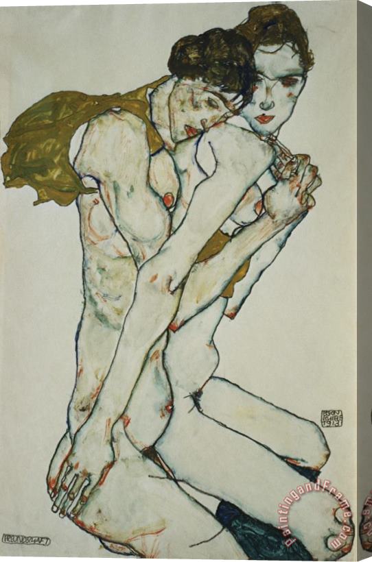 Egon Schiele Friendship Stretched Canvas Painting / Canvas Art