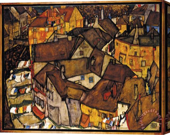 Egon Schiele Krumau Crescent of Houses (the Small City V) Stretched Canvas Print / Canvas Art