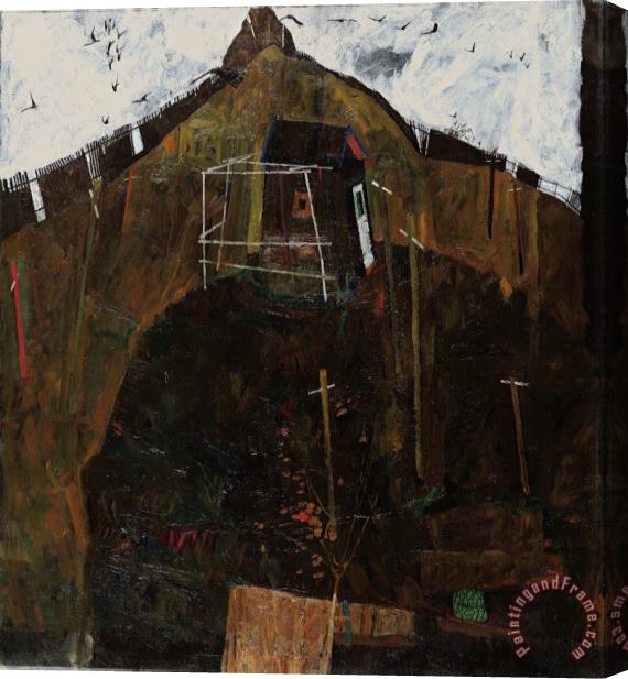 Egon Schiele Landscape with Ravens Stretched Canvas Painting / Canvas Art