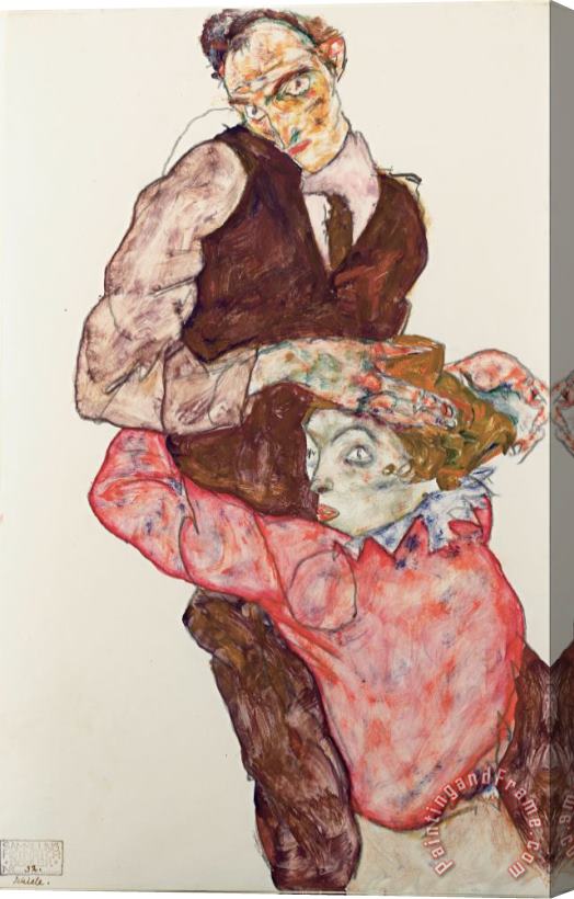 Egon Schiele Lovers Stretched Canvas Painting / Canvas Art