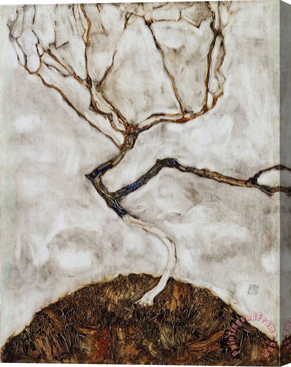 Egon Schiele Small Tree in Late Autumn Stretched Canvas Painting / Canvas Art