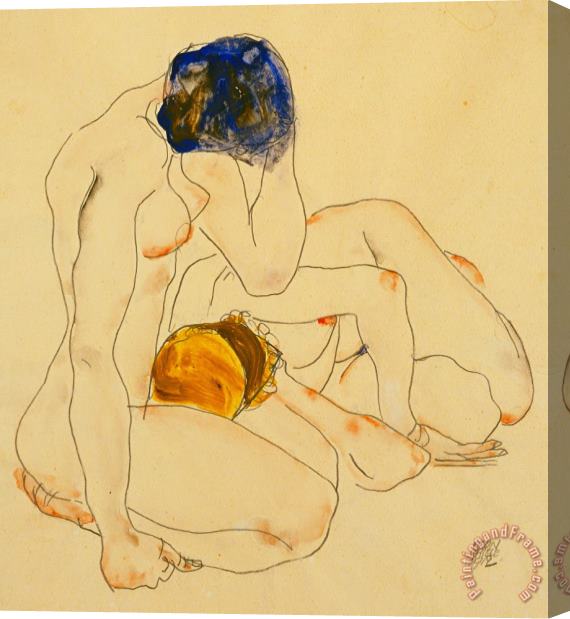 Egon Schiele Two Friends Stretched Canvas Painting / Canvas Art