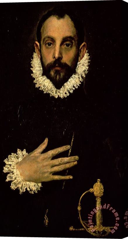 El Greco Domenico Theotocopuli Gentleman With His Hand On His Chest Stretched Canvas Painting / Canvas Art