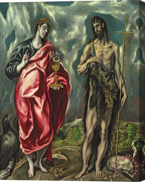 El Greco Domenico Theotocopuli St John The Evangelist And St John The Baptist Stretched Canvas Painting / Canvas Art