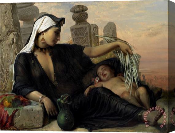 Elisabeth Baumann An Egyptian Fellah Woman with Her Baby Stretched Canvas Print / Canvas Art