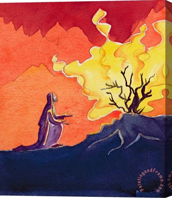 Elizabeth Wang God speaks to Moses from the burning bush Stretched Canvas Print / Canvas Art