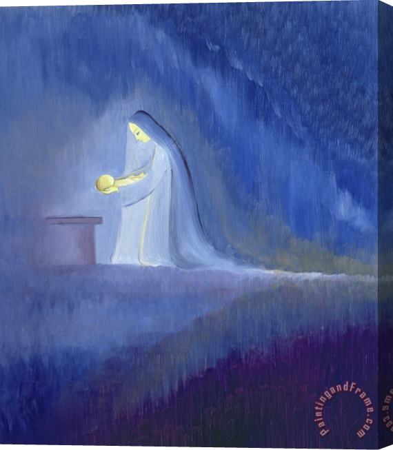 Elizabeth Wang The Virgin Mary cared for her child Jesus with simplicity and joy Stretched Canvas Painting / Canvas Art