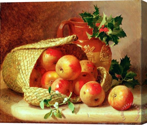 Eloise Harriet Stannard Still Life with Holly And Mistletoe Stretched Canvas Painting / Canvas Art