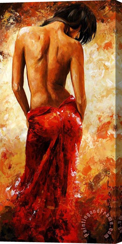 Emerico Toth Lady in red 27 Stretched Canvas Painting / Canvas Art