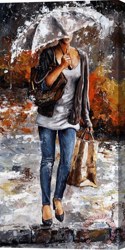 Emerico Toth Rainy day - Woman of New York 06 Stretched Canvas Painting / Canvas Art
