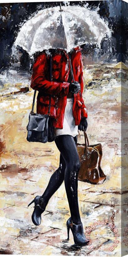 Emerico Toth Rainy day - Woman of New York 09 Stretched Canvas Painting / Canvas Art
