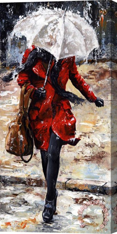 Emerico Toth Rainy day - Woman of New York 10 Stretched Canvas Painting / Canvas Art