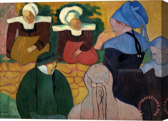 Emile Bernard Breton Women at a Wall Stretched Canvas Print / Canvas Art