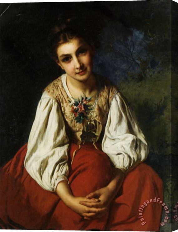Emile Munier Portrait of a Young Girl Stretched Canvas Painting / Canvas Art