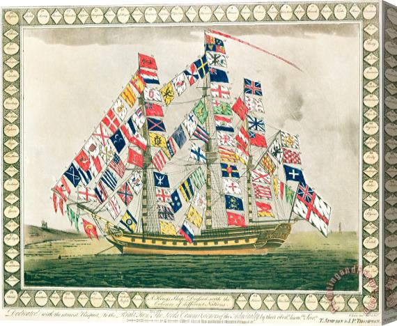 English School A King S Ship Dressed With The Colours Of Different Nations 6th October 1794 Stretched Canvas Painting / Canvas Art