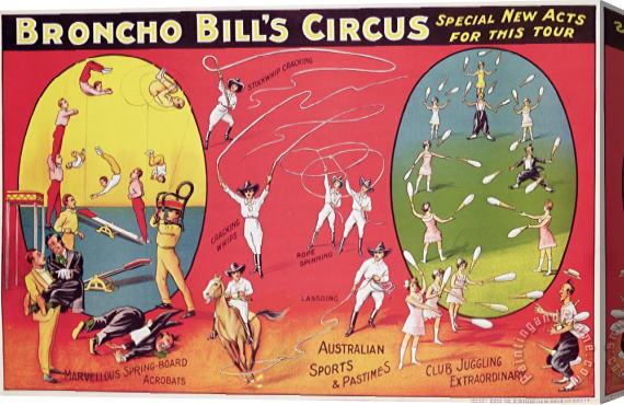 English School Bronco Bills Circus Stretched Canvas Print / Canvas Art