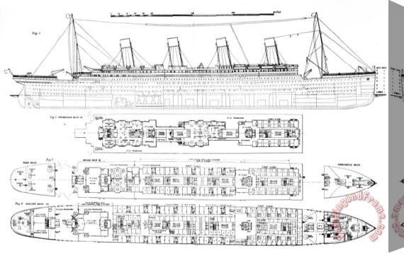 English School Inquiry Into The Loss Of The Titanic Cross Sections Of The Ship Stretched Canvas Painting / Canvas Art