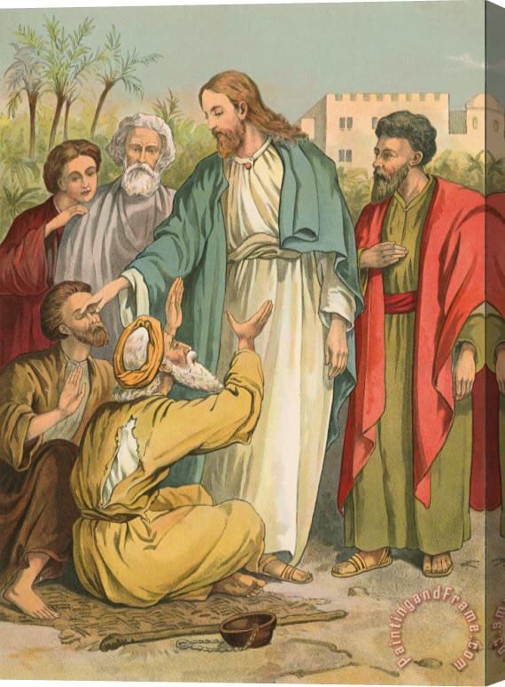 English School Jesus and the Blind Men Stretched Canvas Painting / Canvas Art