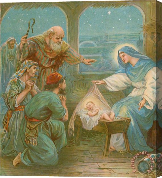 English School Nativity Scene Stretched Canvas Painting / Canvas Art