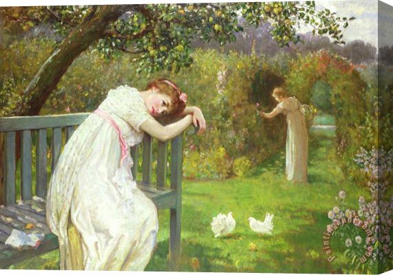 English School Sunday Afternoon - Ladies in a Garden Stretched Canvas Painting / Canvas Art