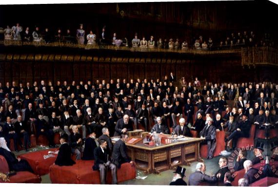 English School The Lord Chancellor About to Put the Question in the Debate about Home Rule in the House of Lords Stretched Canvas Print / Canvas Art