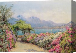 Bellano on Lake Como Canvas Prints - Lake Como from the Villa Carlotta by Ernest Arthur Rowe