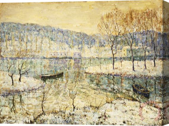 Ernest Lawson Winter Stream Stretched Canvas Painting / Canvas Art