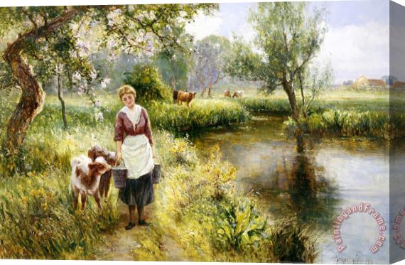 Ernest Walbourn Feeding The Calves Stretched Canvas Painting / Canvas Art