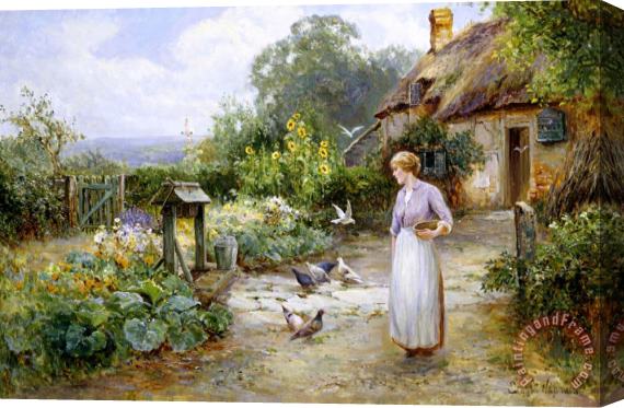 Ernest Walbourn Feeding The Doves Stretched Canvas Painting / Canvas Art