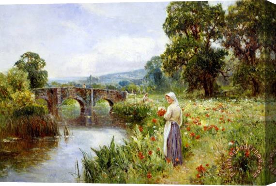 Ernest Walbourn Poppies on The Riverbank Stretched Canvas Painting / Canvas Art