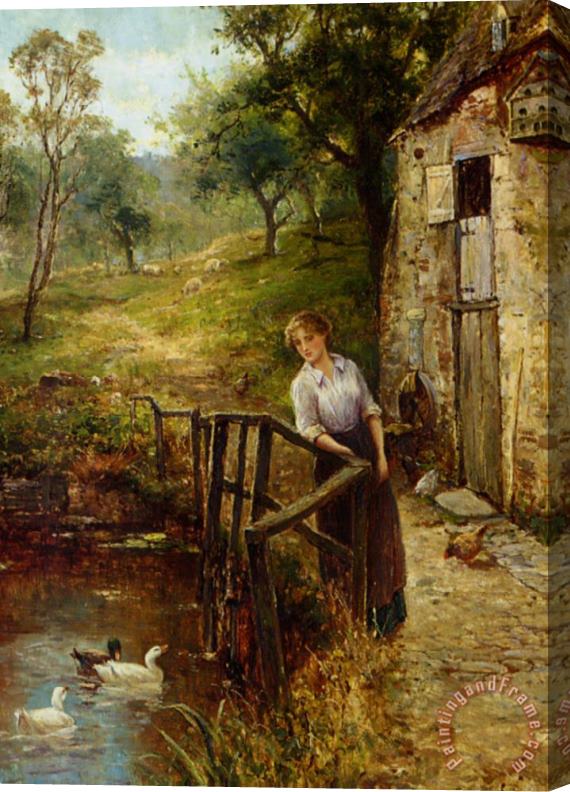 Ernest Walbourn Young Lady at The Mill Pond Stretched Canvas Print / Canvas Art