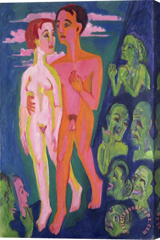 Ernst Ludwig Kirchner A Couple In Front Of A Crowd Stretched Canvas Print / Canvas Art
