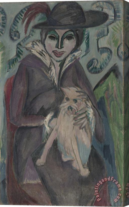 Ernst Ludwig Kirchner Frau Mit Hund I (woman with Dog I) Stretched Canvas Print / Canvas Art