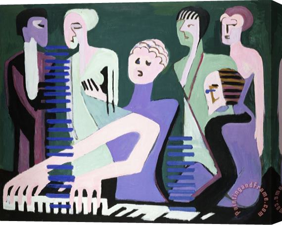 Ernst Ludwig Kirchner Singer on Piano (pianist) Stretched Canvas Print / Canvas Art