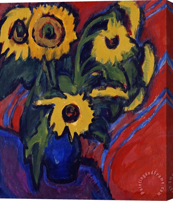 Ernst Ludwig Kirchner Sunflowers Stretched Canvas Painting / Canvas Art