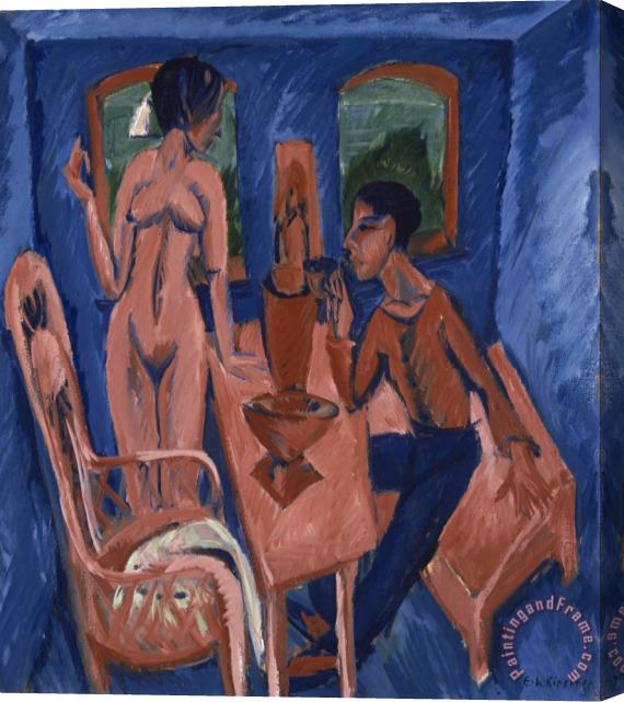 Ernst Ludwig Kirchner Tower Room, Fehmarn (self Portrait with Erna) Stretched Canvas Print / Canvas Art