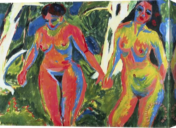 Ernst Ludwig Kirchner Two Nude Women in The Forest Stretched Canvas Painting / Canvas Art